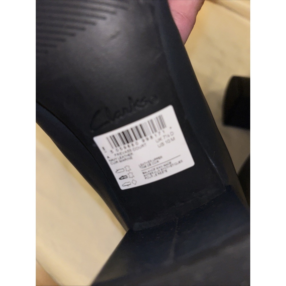 Clarks 10 M Freva 55 Court Pumps Navy Leather Classic Career Block Heels $110 - Picture 15 of 16